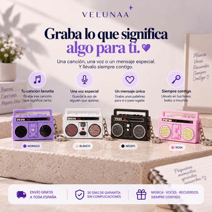 VELUNAA™ Grabadora Portable Retro